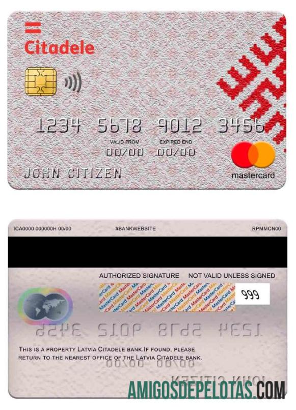 Latvia Citadele Bank Mastercard sample